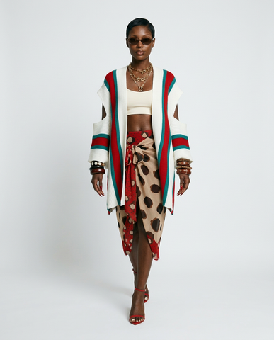 Vibrant Striped Open-Knit Cardigan