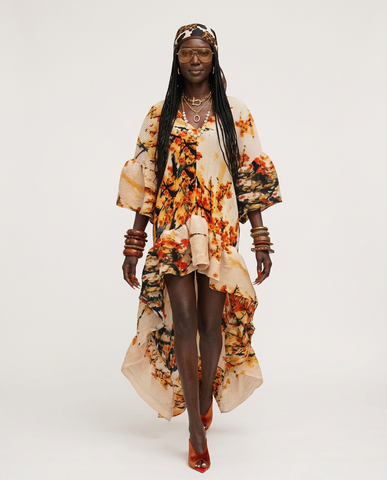 Wanderlust Pleated Print Kaftan