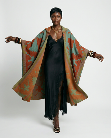 Wanderlust Geometric Hooded Kaftan