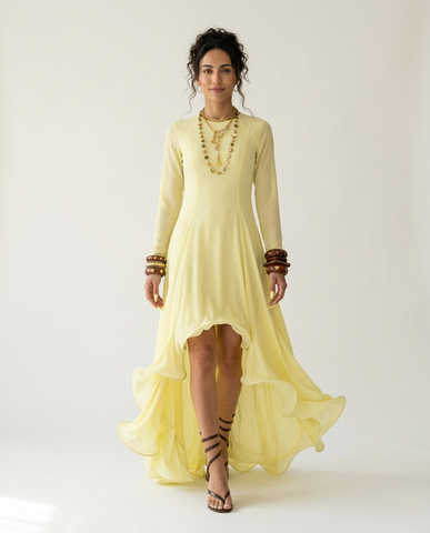 Radiant Ruffle Mesh Maxi Dress