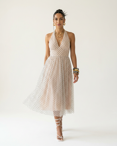 Ethereal Mesh Halter Maxi Dress