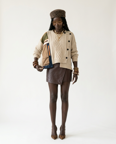 Unique Patchwork Knit Pullover