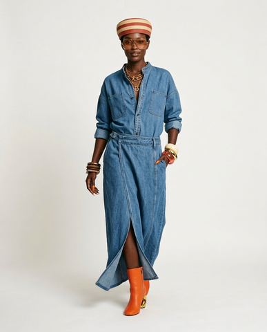 Boundless Denim Wrap Maxi Set