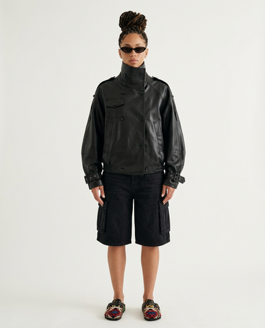 Audacious Oversized Faux Leather Jacket