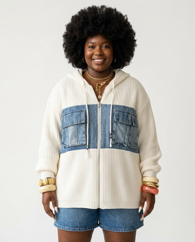 Adventurous Patchwork Hooded Cardigan