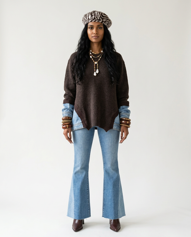 Audacious Denim Patchwork Sweater