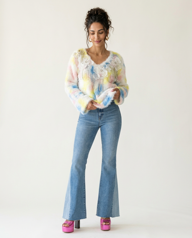 Vibrant Floral Embroidered Pullover