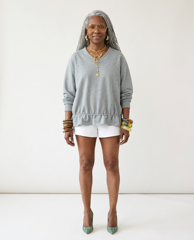 Grounded V-Neck Drawstring Sweatshirt