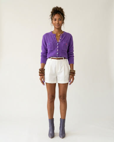 Vibrant Rainbow Buttoned Knit Cardigan