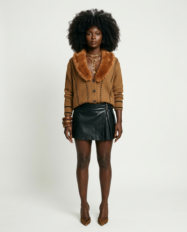 Grounded Faux Fur Knit Cardigan