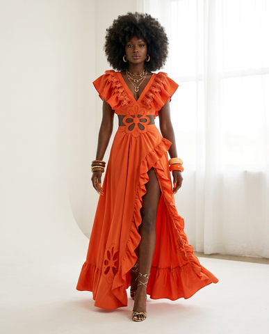 Radiant Ruffled Cutout Maxi Dress