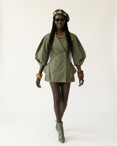 Audacious Double-Breasted Puff Sleeve Jacket