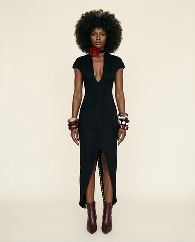 Audacious Lace-Up Split Maxi Dress