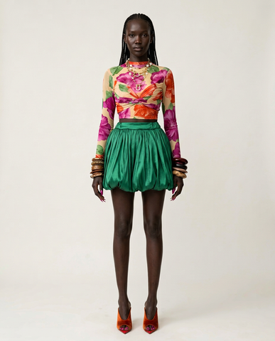 Vibrant Floral Ruched Mini Set