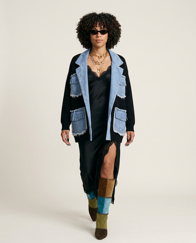 Untamed Denim Patchwork Cardigan