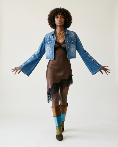 Audacious Eyelet Bell Sleeve Jacket