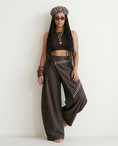 Grounded Patchwork Wide Leg Trousers