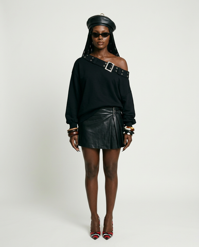 Fierce Buckle Off-Shoulder Pullover