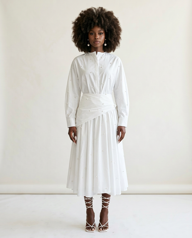 Radiant Pearl Pleated Two-Piece Set