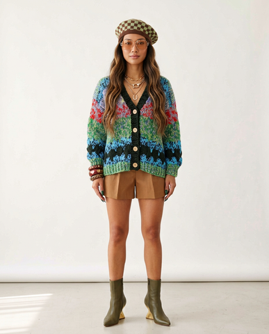 Vibrant Chunky Knit Cardigan