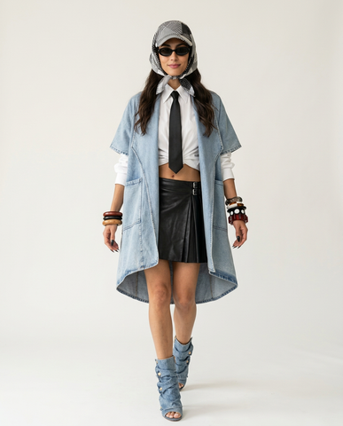 Audacious Oversized Denim Trench