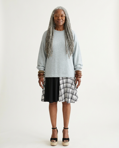Grounded Plaid Spliced Sweatshirt Dress