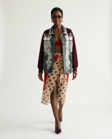 Radiant Beaded Patchwork Denim Jacket