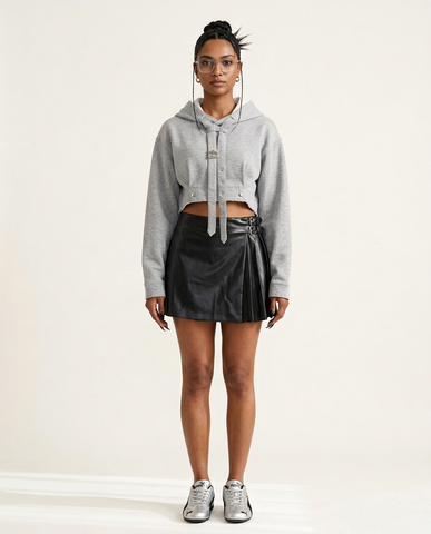 Audacious Buckle Cropped Hoodie