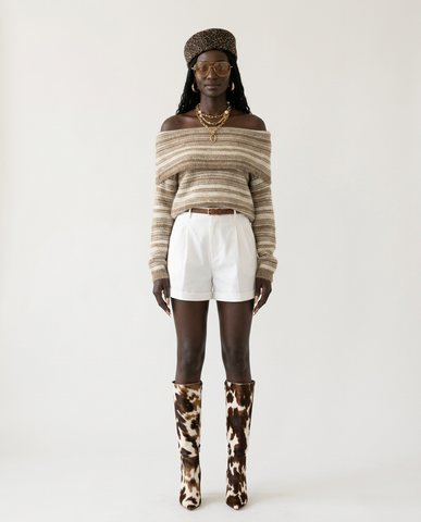 Confident Striped Knit Pullover Sweater