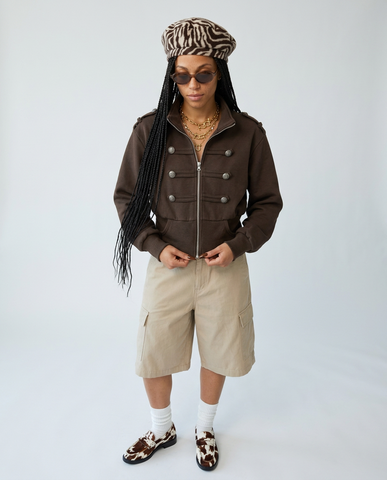 Audacious Cropped Epaulet Jacket