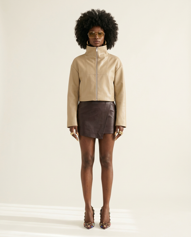 Confident Cropped Faux Leather Jacket
