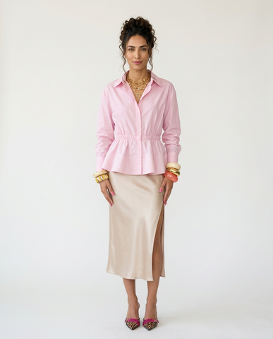 Elegant Ruched Peplum Blouse