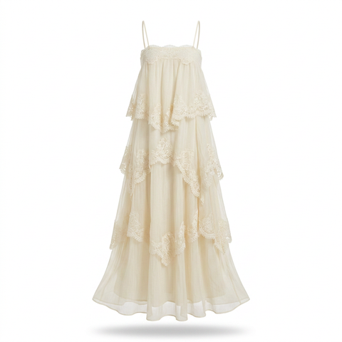 Divine Embroidered Tiered Maxi Dress