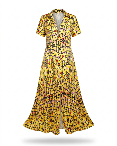 Radiant Silk Ankara Maxi Dress