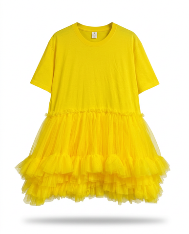 Radiant Mesh Ruffle Mini Dress